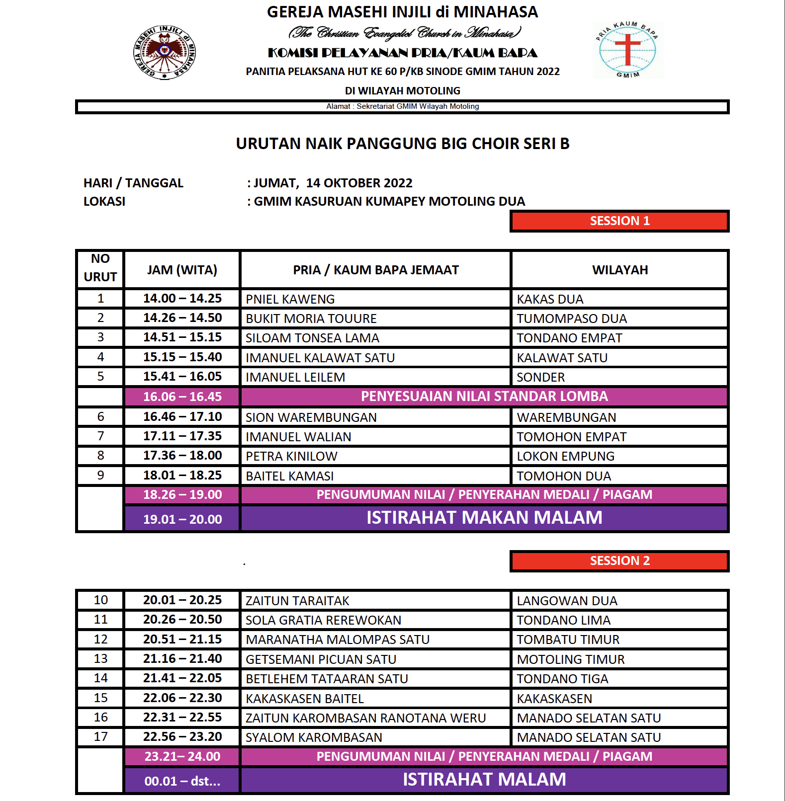 Lomba Kesenian HUT P/KB Ke 60 Siap Digelar. Simak Jadwalnya! - Dodoku GMIM